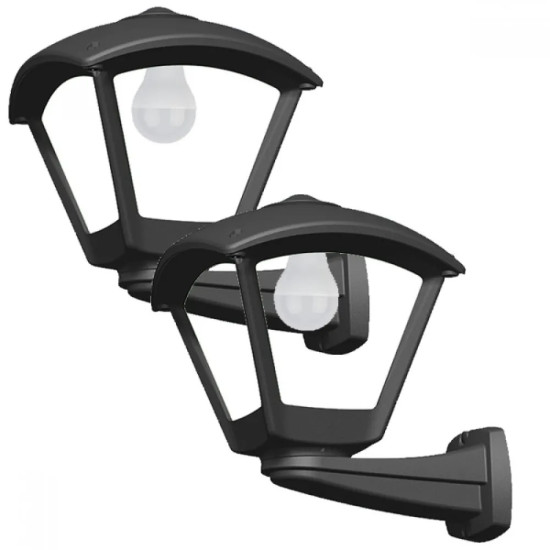 2 БРОЯ DARIO 250 ГРАДИНСКИ ФЕНЕР ЗА СТЕНА 1XE27 IP55 ЧЕРЕН-ПРОЗРАЧЕН