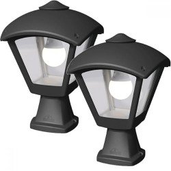 2 БРОЯ DARIO 250 СТОЯЩА ГРАДИНСКА ЛАМПА 1XE27 IP55 ЧЕРЕН-ПРОЗРАЧЕН