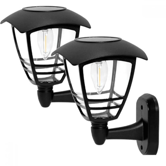 2 БРОЯ EL-23379 СОЛАРНА LED ЛАМПА ЗА СТЕНА 0.3W IP44