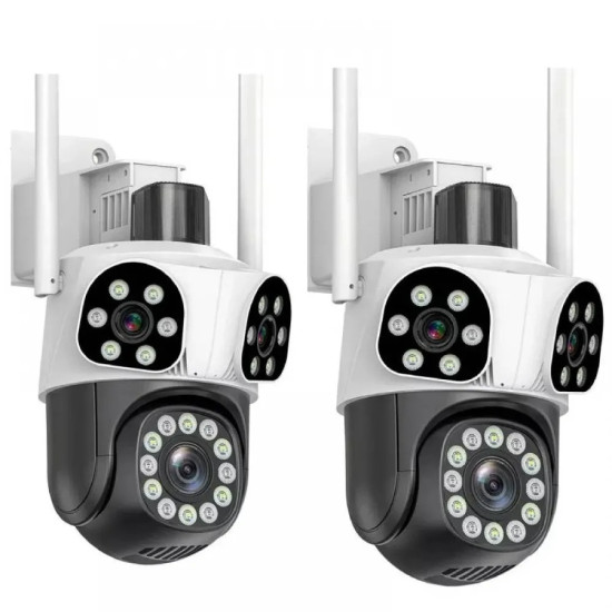 2 БРОЯ КАМЕРА ТРОЙНА С АЛАРМА 24 ДИОДА БЯЛА