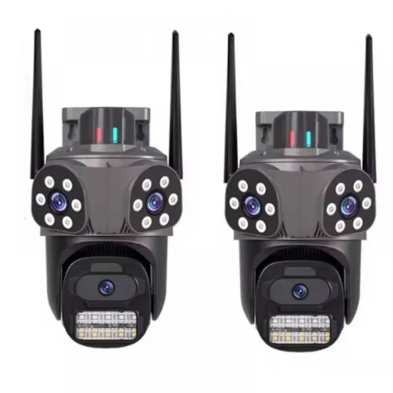 2 БРОЯ КАМЕРА ТРОЙНА С АЛАРМА 24 ДИОДА СИВА