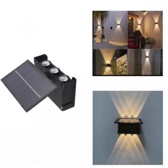 2 Броя соларна стенна лампа с 6 LED панела отгоре