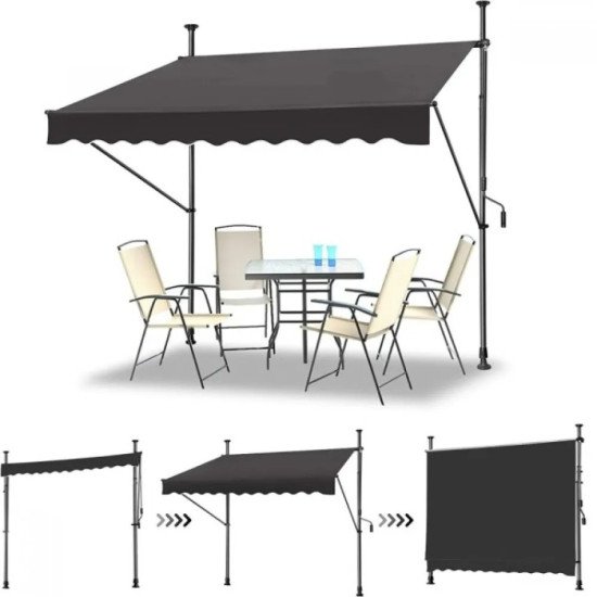 Тента с манивела My Garden WRAW02 тъмно сива, 350x120см