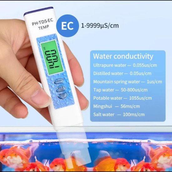 4 в 1 тестер за качеството на водата PH, TDS, EC, Температур