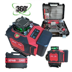 4D лазерен нивелир с 360 градуса завъртане, 16 линии ( със зелен лазер ) и дисплей KraftRoyal