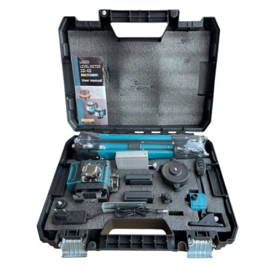 4D лазерен нивелир с 360 градуса завъртане, 16 линии ( със зелен лазер ) и дисплей ,със стойка KraftRoyal