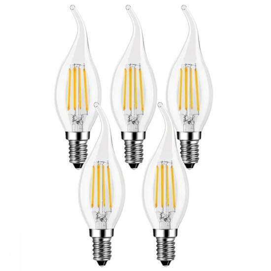 5 БРОЯ ДИМИРУЕМА LED FILAMENT ЛАМПА FLAME 5W E14 2700K