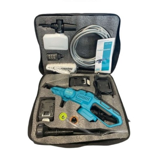 Акумулаторна водоструйка за почистване на автомобили с дисплей, дюза 6 в 1 и две батерии 36V 8Ah KraftRoyal