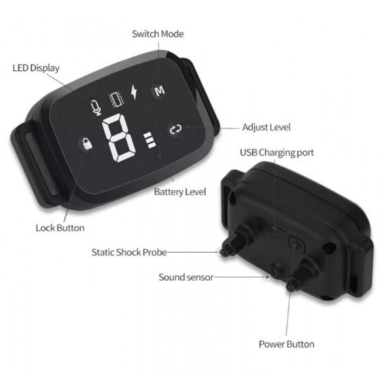 Автоматичен възпитателен нашийник за обучение на кучета срещу лаене, 3 режима