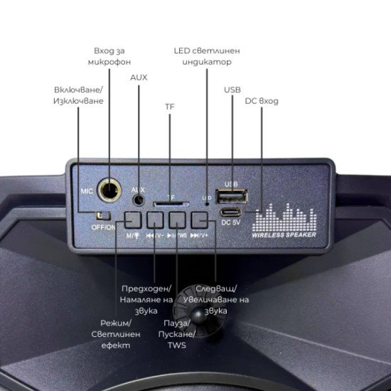 Безжична тонколона 8 BT-8107 с микрофон