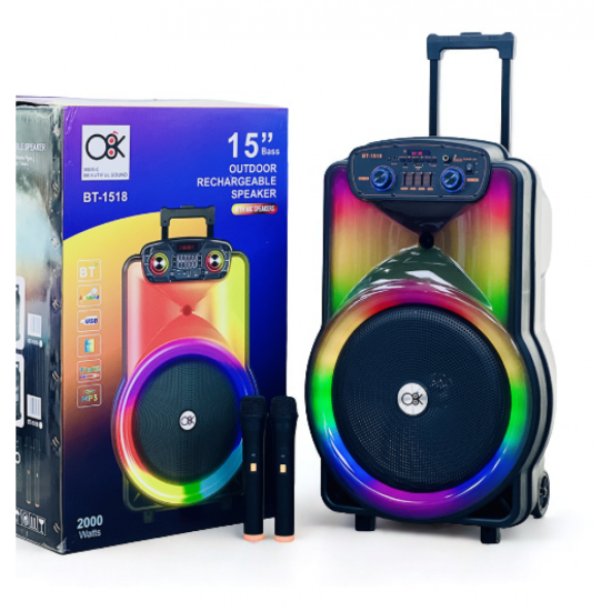 Безжична тонколона BT-1518 15inch с два безжични микрофона