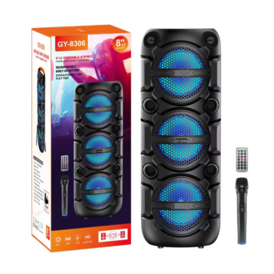 Безжична тонколона GY-8306, 3x8inch говорители и безжичен микрофон