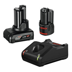 Bosch Батерия акумулаторна Li-Ion със зарядно устройство 12 V, 2/4 Ah, 2 бр., GBA 12 V