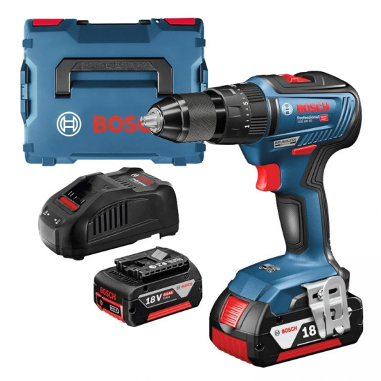 Bosch Бормашина винтоверт акумулаторна ударна с батерия и зарядно, 18 V, 5 Ah, 50 Nm, 1.5-13 мм, GSB 18V-50 Professional