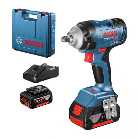 Bosch Гайковерт акумулаторен ударен 18 V, 5 Ah, 400 Nm, 1/2, GDS 18V-400