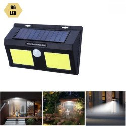 ДВОЙНА ВОДОУСТОЙЧИВА СОЛАРНА ЛАМПА С ДАТЧИК ЗА ДВИЖЕНИЕ