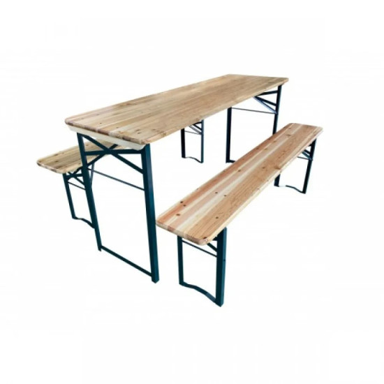 Дървен пикник сет 2бр. пейки + маса 150x60см TLW002