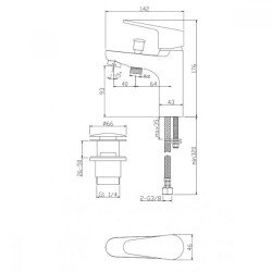 Едноръкохватков смесител за вана-душ Cascada Nara