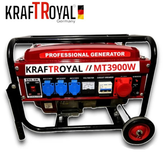 Генератор за Ток 3.5кW KRAFT ROYAL Четиритактов Агрегат Монофазен с Колела