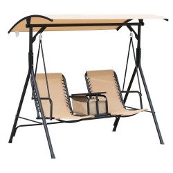 Градинска люлка с две седалки и маса - 196x130x176см