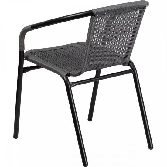 Градински ратанов стол, сив LUX