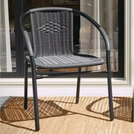 Градински ратанов стол, сив LUX