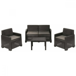 Градински сет от 4 части Ipae-progarden Iseo ISEC04A, Антрацит, С възглавници