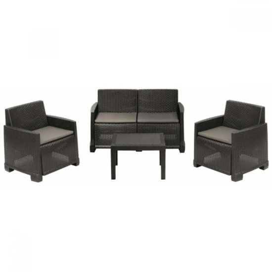 Градински сет от 4 части Ipae-progarden Iseo ISEC04A, Антрацит, С възглавници