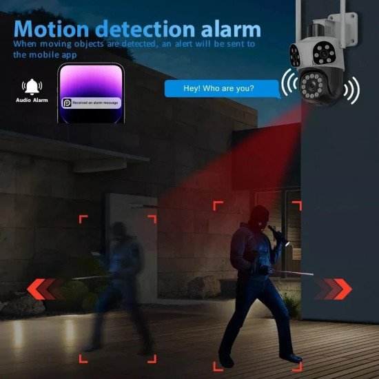 КАМЕРА ТРОЙНА С АЛАРМА 24 ДИОДА БЯЛА