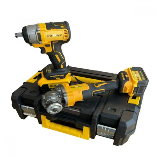 КОМПЛЕКТ 2В1 АКУМУЛАТОРЕН ЪГЛОШЛАЙФ И ГАЙКОВЕРТ 36V