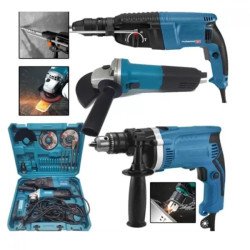 КОМПЛЕКТ 3В1 ПЕРФОРАТОР, БОРМАШИНА, ЪГЛОШЛАЙФ ЕЛЕКТРИЧЕСКИ