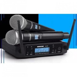 Комплект 2 броя безжични микрофони и UHF приемник с дисплей Shure, GLXD4