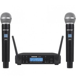 Комплект 2 броя безжични микрофони и UHF приемник с дисплей Shure, GLXD4