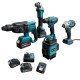 Комплект 5 в 1 от лазерен нивелир, перфоратор, винтоверт, гайковерт и ъглошлайф 36V с 3 броя батерии 8Ah