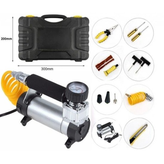 Комплект Пътна помощ - компресор за гуми с маркуч за въздух и инструменти