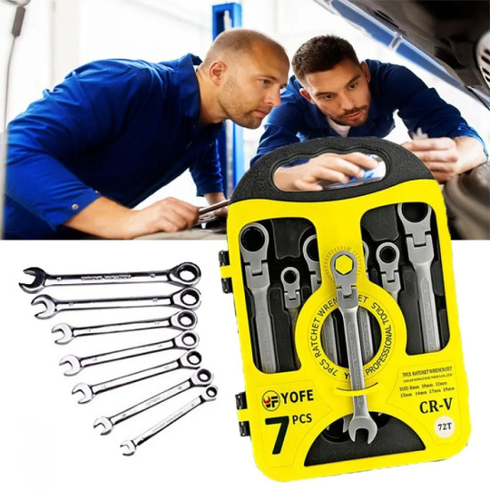 Комплект тресчотни ключове с чупещо рамо YOFE-7части