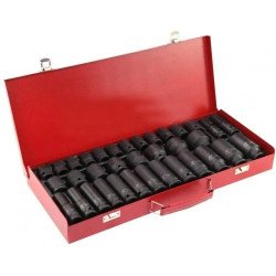 Комплект ударни вложки 1/2, 35 части - стандартни и дълбоки вложки