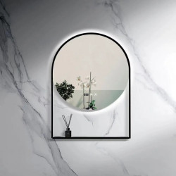 LED Огледало 60х80см черна рамка, часовник, сензор LED601