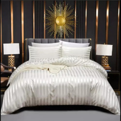 Луксозен сатенен спален комплект от 6 части – Слонова кост