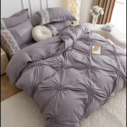 Луксозен спален комплект с бродерия от 6 части – Сив