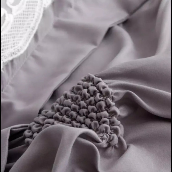 Луксозен спален комплект с бродерия от 6 части – Сив