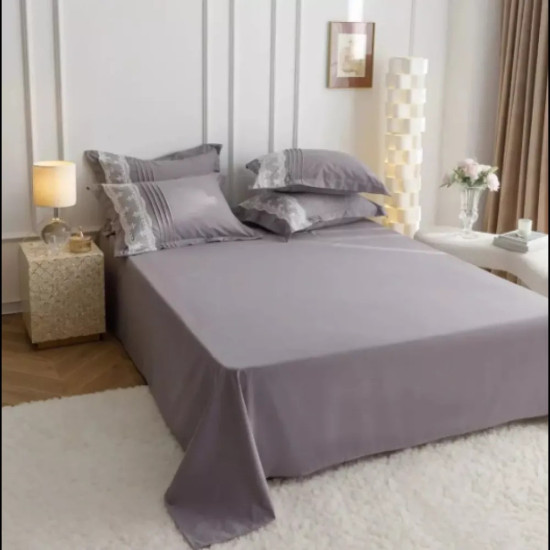 Луксозен спален комплект с бродерия от 6 части – Сив