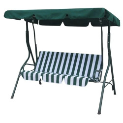 Люлка градинска двуместна зелено и бяло - 140х110х153см