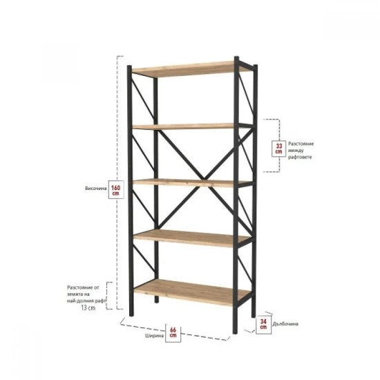 Метална етажерка с 5 ПДЧ рафта