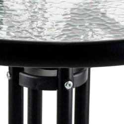 Метална маса със стъклен плот 60x74cm