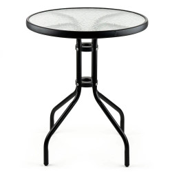 Метална маса със стъклен плот 60x74cm