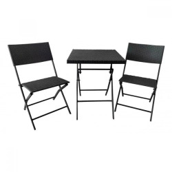 Модерен сгъваем Сет, 2бр. стола + 1бр. Маса, Цвят: Черен, TLE016-P