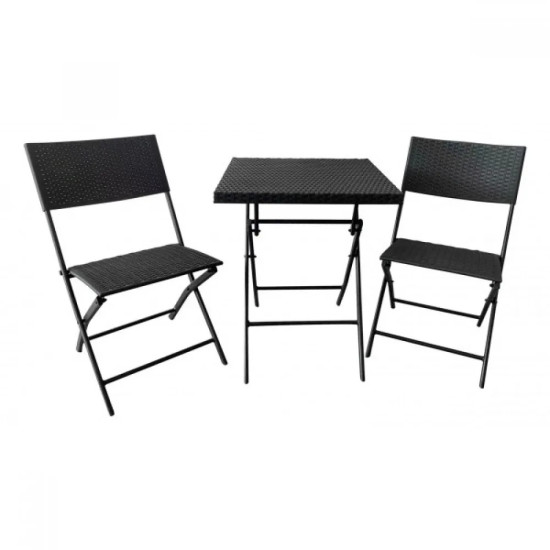 Модерен сгъваем Сет, 2бр. стола + 1бр. Маса, Цвят: Черен, TLE016-P