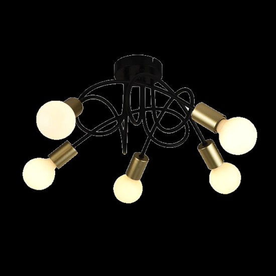 MYA ТЯЛО ЗА ТАВАН 5ХЕ27 ЧЕРНО И ЗЛАТНО