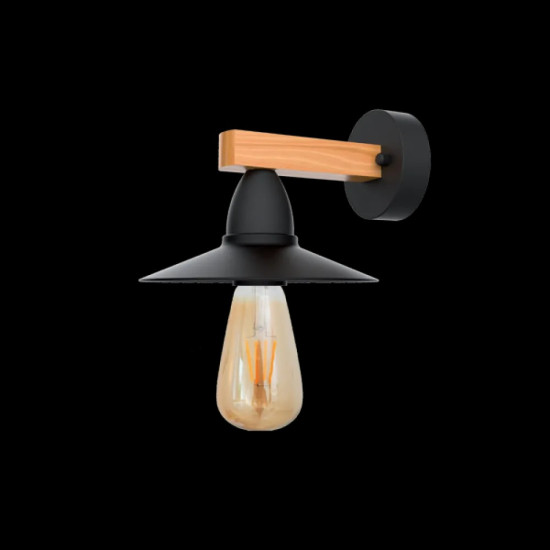 PHIL АПЛИК 1xE27 ЧЕРНО И ДЪРВО